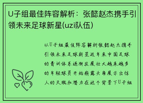 U子组最佳阵容解析：张懿赵杰携手引领未来足球新星(uzi队伍)