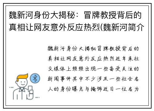 魏新河身份大揭秘：冒牌教授背后的真相让网友意外反应热烈(魏新河简介)